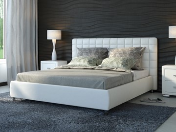 Спальная кровать Corso-3 160х200, Экокожа (Белый) в Уфе