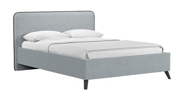 Кровать с механизмом полуторная Миа, 140 Bravo grey (серый) / кант Лайт 10 Велюр (коричневый) + кроватное дно в Стерлитамаке