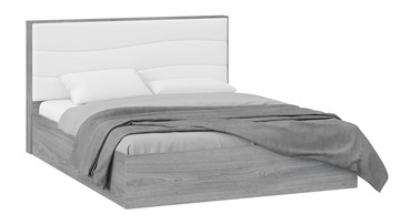 Мягкая кровать Миранда тип 1 (Дуб Гамильтон/Белый глянец) в Уфе