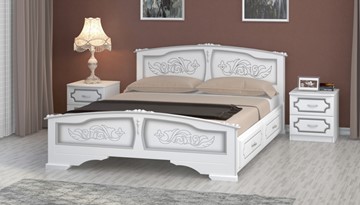 Кровать с выкатными ящиками Елена (Белый Жемчуг) 160х200 в Уфе