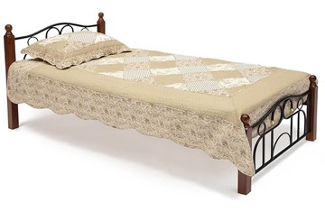 Кровать AT-808 дерево гевея/металл, 90*200 см (Single bed), красный дуб/черный в Стерлитамаке