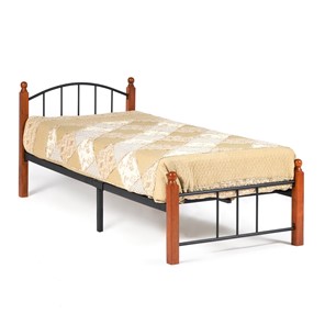 Спальная кровать AT-915 дерево гевея/металл, 90*200 см (Single bed), красный дуб/черный в Стерлитамаке