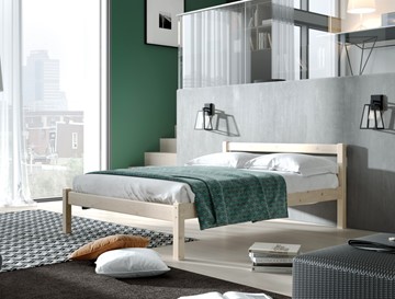 Спальная кровать Мебельград Рино с опорными брусками 90х200 массив сосны, без покрытия в Стерлитамаке