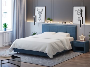 Кровать 1.5-спальная Lino 140х200, Велюр (Monopoly Прованский синий (792)) в Нефтекамске