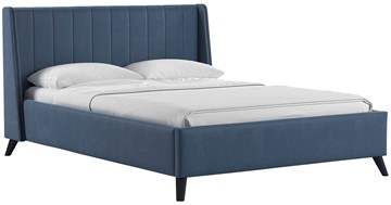 Спальная кровать Мелисса 140, арт. Тори 83 велюр (серо-синий) + кроватное дно в Стерлитамаке