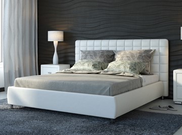 Кровать спальная Corso-3 140x200, Экокожа (Белый) в Стерлитамаке
