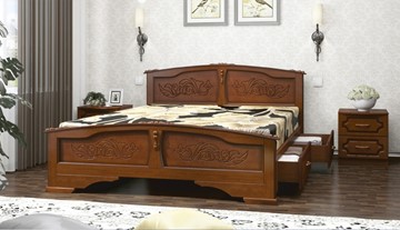 Кровать с выкатными ящиками Елена (Орех) 140х200 в Стерлитамаке
