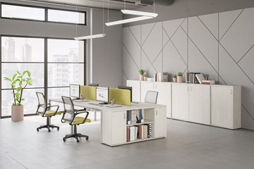 Комплект офисной мебели Комфорт КФ (белый премиум) на сером металокаркасе в Стерлитамаке