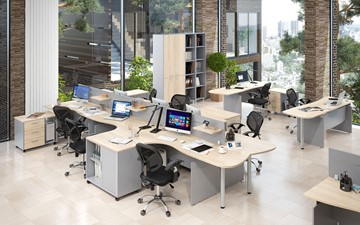 Комплект офисной мебели OFFIX-NEW для 4 сотрудников с двумя шкафами в Нефтекамске