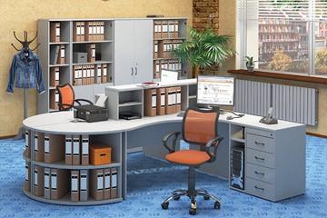 Офисный набор мебели Moно-Люкс для 2 сотрудников с большим шкафом и тумбами в Нефтекамске