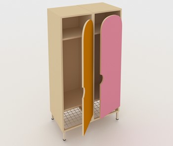 Детский 2-дверный шкаф ШГС2 Беж + Розовый+Оражневый в Стерлитамаке