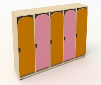 Распашной детский шкаф ШГ5У Беж+Оранжевый+Розовый в Уфе