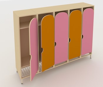Шкаф детский ШГС5 Беж +Оранжевый + Розовый в Уфе