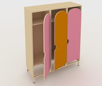Распашной детский шкаф ШГС3 Беж + Розовый + Оранжевый в Уфе