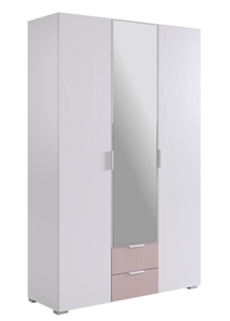 Шкаф трехдверный с ящиками Зефир 109.02 (белое дерево/пудра розовая (эмаль)) в Уфе