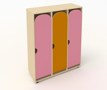 Шкаф детский распашной ШГ3 Беж+Розовый+Оранжевый в Салавате