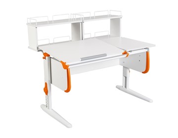 Растущий стол Дэми 1/75-40 (СУТ.25) + Polka_zz 1/600 (2 шт.)  белый/белый/Оранжевый в Стерлитамаке