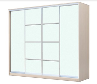 Шкаф 4-х дверный ХИТ 23-24/2-8888, с матовым стеклом, разделительные планки х2, Дуб млечный в Уфе