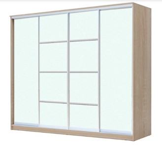 Шкаф 4-х дверный ХИТ 22-4-24/2-8888, с матовым стеклом, разделительные планки х2, Дуб сонома в Уфе