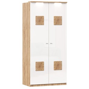 Шкаф двухстворчатый Фиджи с декоративными накладками 659.237, цвет белый в Уфе