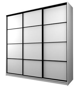 Шкаф 3-х створчатый MAX МШ-25-6-24/2-111, Профиль Черный/Цвет Белый в Стерлитамаке