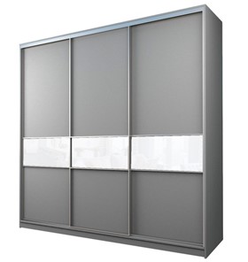 Шкаф 3-х дверный MAX МШ-27-6-24-999, Профиль Серебро/Цвет Серый/с белой пленкой Oracal в Стерлитамаке