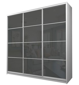 Шкаф 3-х дверный MAX МШ-27-6-27-222, Профиль Белый/Цвет Белый/с темно-серой пленкой Oracal в Салавате