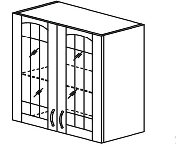 Кухонный шкаф Кантри настенный двухдверный с полкой со вставкой из стекла 718*600*320мм в Стерлитамаке