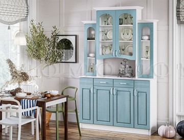 Кухонный шкаф Констанция 4-х створчатый, голубой в Уфе