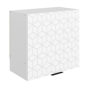 Шкаф настенный Стоун L600 Н566 (1 дв. гл.) с фрезировкой (белый/джелато софттач) в Стерлитамаке