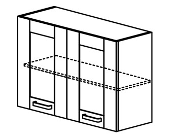 Шкаф кухонный Квадро настенный двухдверный с полкой со вставкой из стекла 718*800*320мм в Уфе