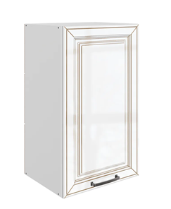 Шкаф кухонный Атланта L400 Н720 (1 дв. гл.) эмаль (белый/белый глянец патина золото) в Салавате