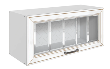 Кухонный навесной шкаф Атланта L800 Н360 (1 дв. рам.) эмаль (белый/белый глянец патина золото) в Стерлитамаке