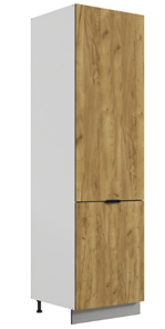 Шкаф-пенал Стоун L600 под холодильник (2 дв.гл.) (белый/акация светлая) в Стерлитамаке