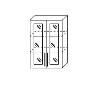 Шкаф кухонный Мыло, настенный двухдверный с полкой со вставкой из стекла 918*600*320 в Стерлитамаке