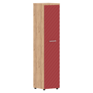 Шкаф-стеллаж TORR LUX TLHC 42.1 колонка с глухой дверью и топом 435х452х1958 Дуб Бофорд/ Красный в Стерлитамаке
