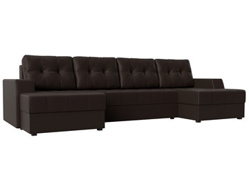 Большой П-образный диван Эмир, Коричневый (Экокожа) боннель в Уфе