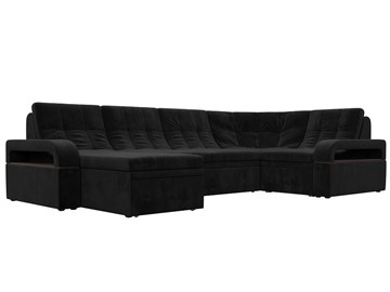 П-образный диван Лига-035, Черный (велюр) в Уфе