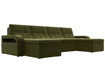 П-образный диван Лига-035 мини, Зеленый (микровельвет) в Уфе