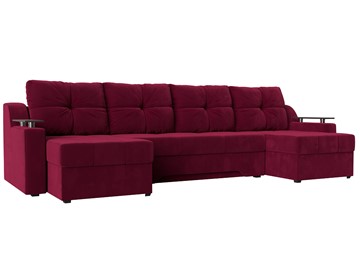 П-образный диван Сенатор, Бордовый (Микровельвет) боннель в Уфе