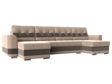 П-образный диван Честер, Бежевый/коричневый (велюр) в Уфе
