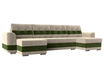 П-образный диван Честер, Бежевый/зеленый (вельвет) в Стерлитамаке