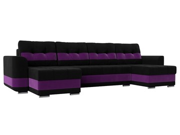 П-образный диван Честер, Черный/фиолетовый (вельвет) в Уфе