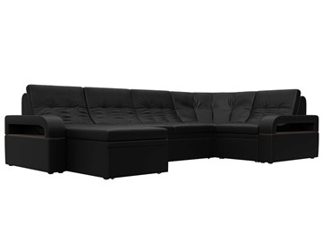 П-образный диван Лига-035, Черный (Экокожа) в Уфе