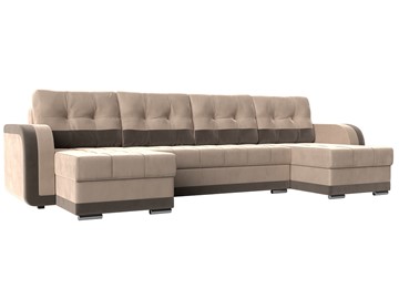 П-образный диван Марсель, Бежевый/коричневый (велюр) в Стерлитамаке