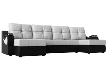 П-образный диван Меркурий П, Белый/черный (экокожа) в Стерлитамаке
