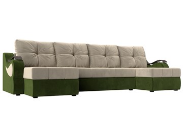П-образный диван Меркурий П, Бежевый/зеленый (вельвет) в Стерлитамаке
