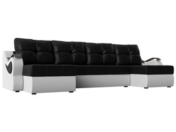 П-образный диван Меркурий П, Черный/белый (экокожа) в Стерлитамаке