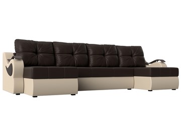 П-образный диван Меркурий П, Коричневый/бежевый (экокожа) в Стерлитамаке