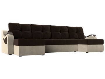 П-образный диван Меркурий П, Коричневый/бежевый (вельвет) в Стерлитамаке